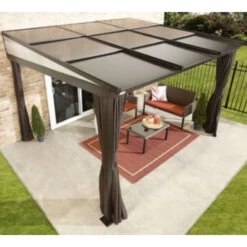 Tonnelle Adossée Budapest 364x288cm En Aluminium Avec Toit Rétractable - SOJAG -Outdoor Soldes tonnelle adossee budapest 364x288cm en aluminium avec toit retractable sojag 2