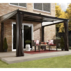 Tonnelle Adossée Budapest 364x288cm En Aluminium Avec Toit Rétractable - SOJAG -Outdoor Soldes tonnelle adossee budapest 364x288cm en aluminium avec toit retractable sojag 3