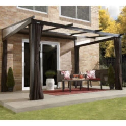 Tonnelle Adossée Budapest 364x288cm En Aluminium Avec Toit Rétractable - SOJAG -Outdoor Soldes tonnelle adossee budapest 364x288cm en aluminium avec toit retractable sojag 4