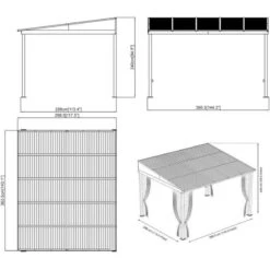 Tonnelle Adossée Portland 363x298cm En Aluminium Et Acier Galvanisé - SOJAG 9 Tonnelle Adossée Portland 363x298cm En Aluminium Et Acier Galvanisé - SOJAG -Outdoor Soldes tonnelle adossee portland 363x298cm en aluminium et acier galvanise sojag 4