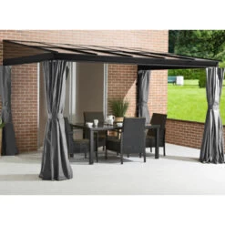 Tonnelle Adossée St. Barth 363x248cm En Aluminium Et Polycarbonate 8mm - SOJAG