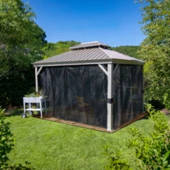 Tonnelle De Jardin Messina 298x363cm En Aluminium Thermolaqué Champagne– SOJAG -Outdoor Soldes tonnelle de jardin messina 298x363cm en aluminium thermolaque champagne sojag 2