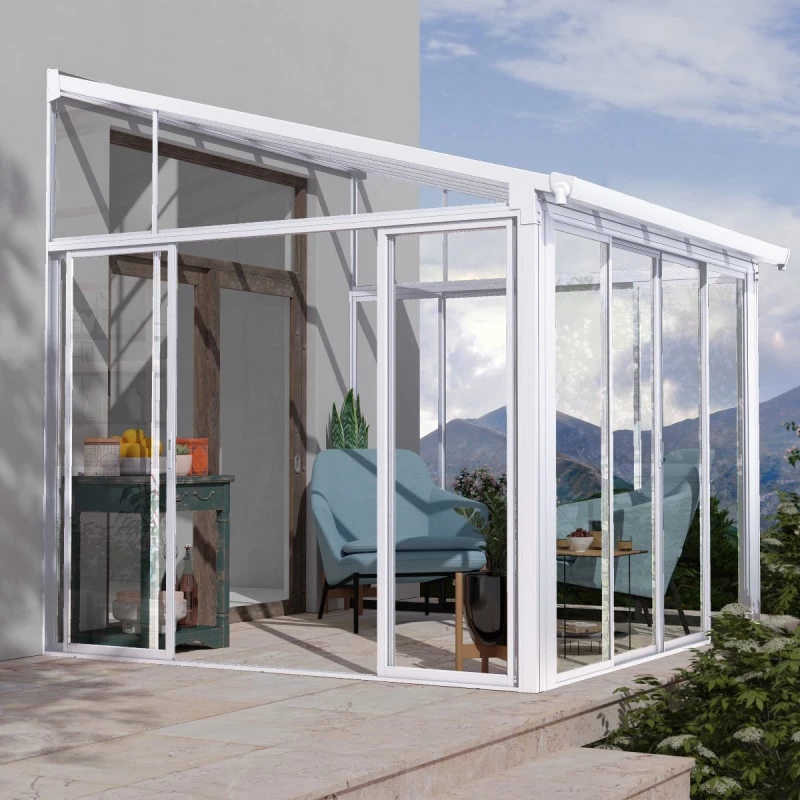 Véranda 300x305cm En Aluminium Blanc Et Polycarbonate 8mm Sanremo - Canopia By Palram 4 Véranda 300x305cm En Aluminium Blanc Et Polycarbonate 8mm Sanremo - Canopia By Palram – Image 4