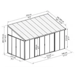 Outdoor Soldes -Outdoor Soldes veranda 300x546cm en alu blanc et polycarbonate 8mm sanremo palram 1