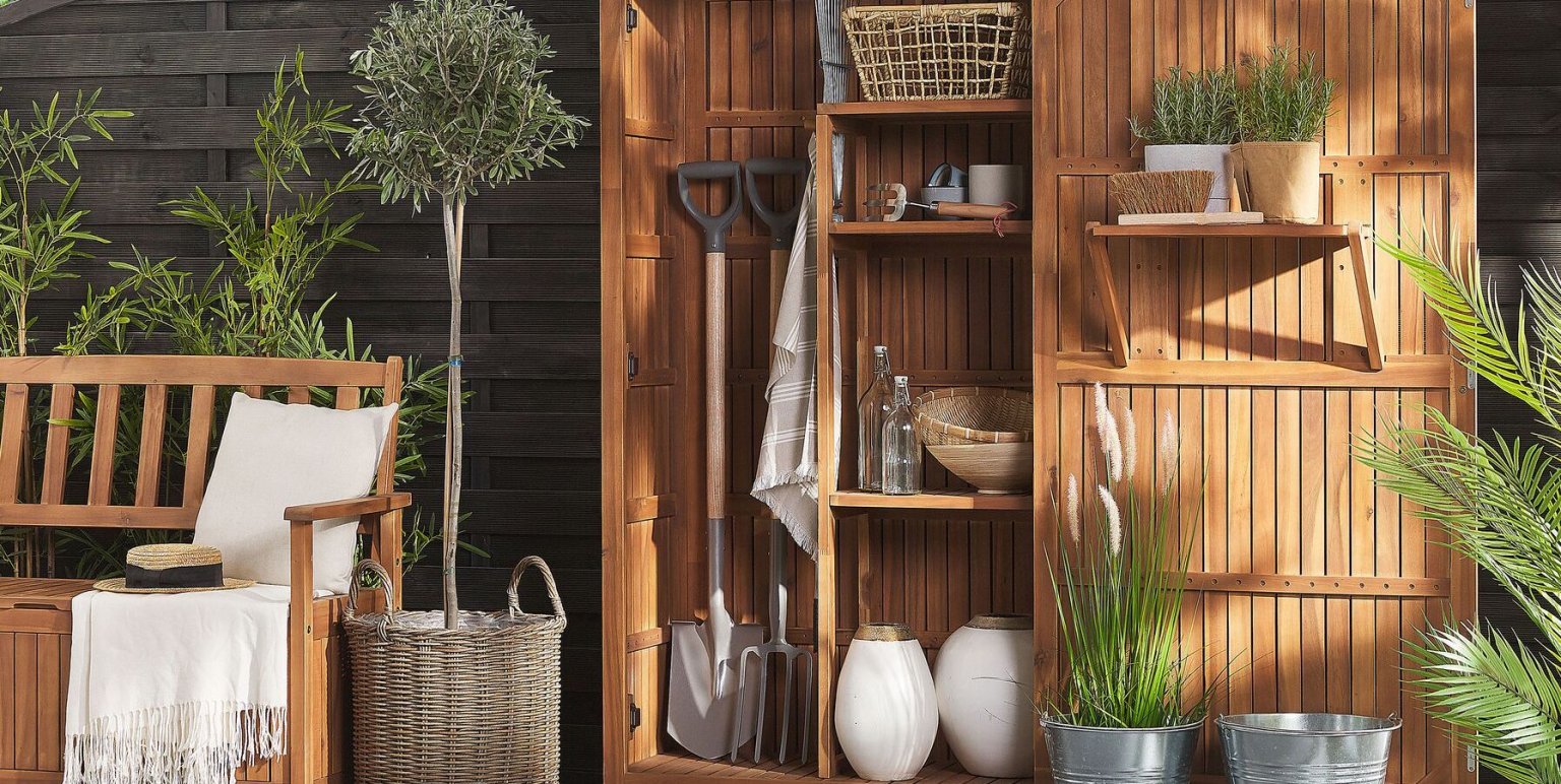 Outdoor Soldes -Outdoor Soldes rangement de jardin bois beliani